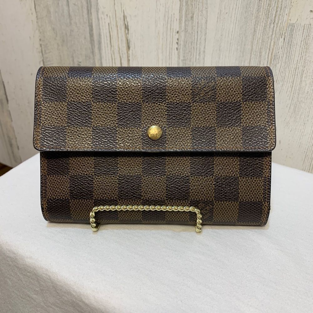 ❤️ LOUIS VUITTON Damier Ebene Porte Tresor Etui Papier N61202 Tri-fold wallet